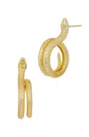 Savvy Cie Jewels Gold Plated Snake Earring In Yellow