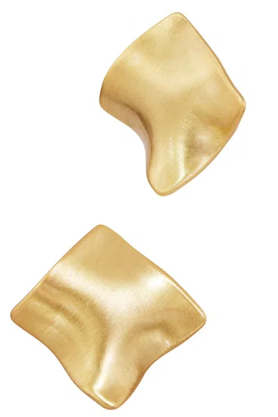 Savvy Cie Jewels Gold Plated Warped Square Stud Earrings