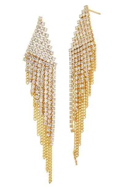 Savvy Cie Jewels Gold Plated White Cz Chandelier Earrings