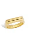 Savvy Cie Jewels Gold Plated Wide Signet Ring In Yellow