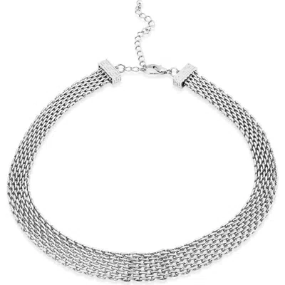 SAVVY CIE JEWELS SAVVY CIE JEWELS GRADUATED MESH GREEK KEY COLLAR NECKLACE