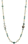 Savvy Cie Jewels Green Quartz & Jade Bead Necklace In Multi