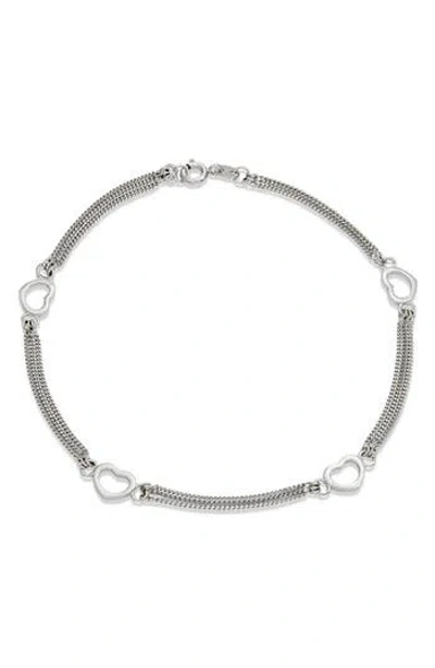 Savvy Cie Jewels Heart Charm Chain Anklet In Metallic