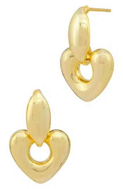 Savvy Cie Jewels Heart Doorknocker Drop Earrings In Gold