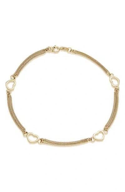Savvy Cie Jewels Heart Station Chain Anklet In Gold