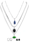 Savvy Cie Jewels Holiday Semiprecious Stone Pendants, Chains & Earrings 8-piece Set In White