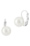 Savvy Cie Jewels Sterling Silver Plated Mother Of Pearl Leverback Earrings In White
