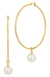 Savvy Cie Jewels Interchangeable Cultured Pearl Charm Hoop Earrings