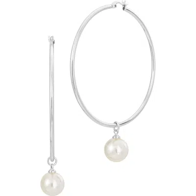 Savvy Cie Jewels Interchangeable Cultured Pearl Charm Hoop Earrings