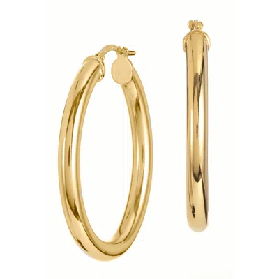 Savvy Cie Jewels Italian 1.5" Oval Chubby Hoop Earrings In Yellow