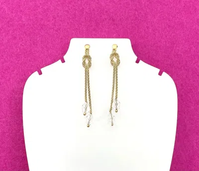 Savvy Cie Jewels Italian Gold Plated Over Sterling Silver .925 Knot Crystal Earring In Yellow