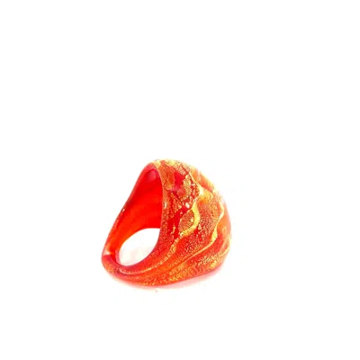 Savvy Cie Jewels Italian Murano Glass Ring In Red