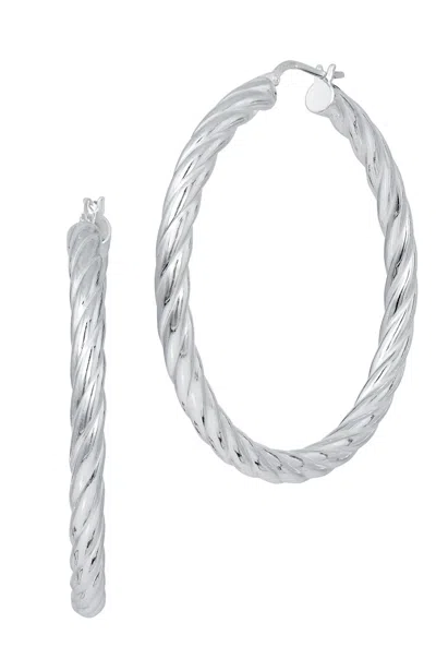 Savvy Cie Jewels Italian Rhodium Plated Over Sterling Silver .925 Large Hoop Earrings