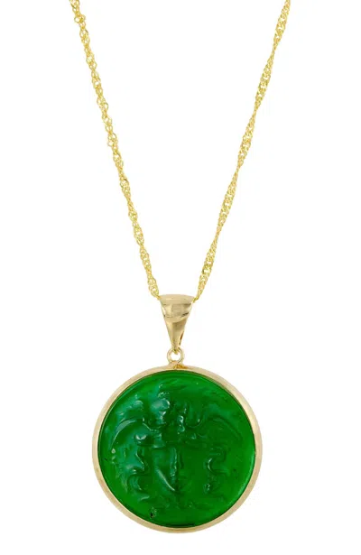 Savvy Cie Jewels Italian Venetian Glass Green Pendant With Snake Adjustable Chain