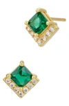 Savvy Cie Jewels Lab Created Stone & Cubic Zirconia Stud Earrings In Gold