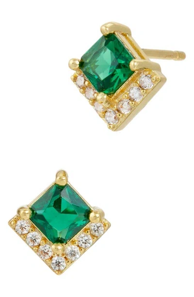 Savvy Cie Jewels Lab Created Stone & Cubic Zirconia Stud Earrings In Gold