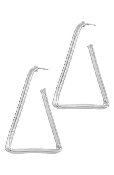 Savvy Cie Jewels Large Linear Hoop Earrings In Brown
