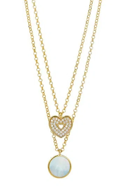 Savvy Cie Jewels Layered Pendant Chain Necklace In Gold