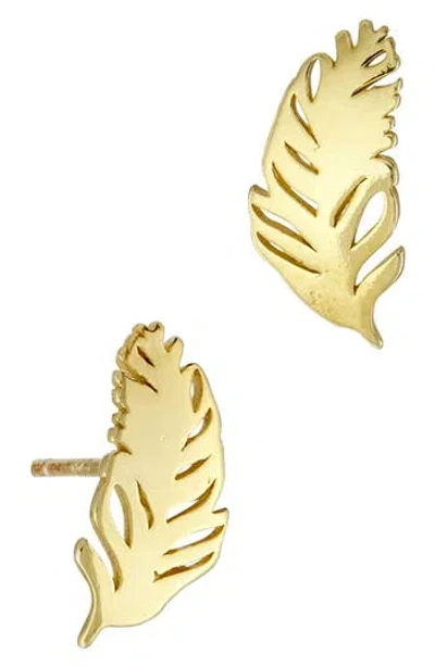 Savvy Cie Jewels Leaf Stud Earrings In Gold