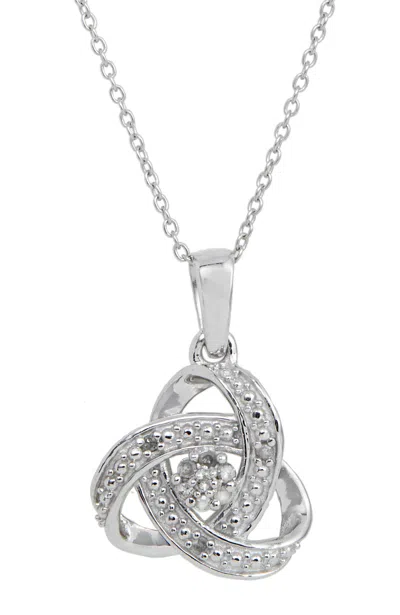 Savvy Cie Jewels Love Knot Diamond Necklace 0.10 Tcw In White