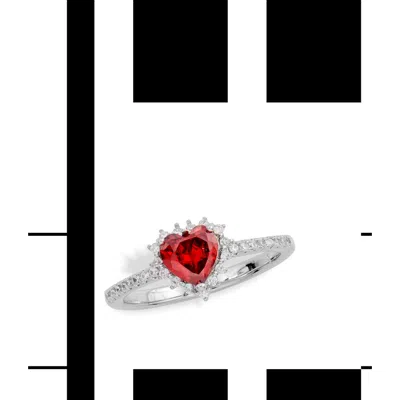 Savvy Cie Jewels Mini Cubic Zirconia Heart Halo Ring In Silver