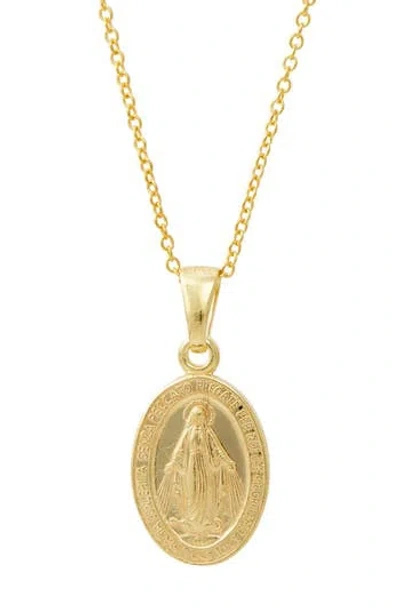 Savvy Cie Jewels Miraculous Virgin Mary Pendant Necklace In Yellow Gold