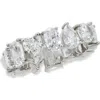 Savvy Cie Jewels Mixed Cut Cubic Zirconia Eternity Ring In Silver