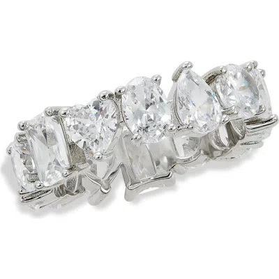 Savvy Cie Jewels Mixed Cut Cubic Zirconia Eternity Ring In Silver