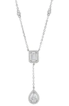 Savvy Cie Jewels Mixed Cut Cubic Zirconia Y-necklace In Metallic