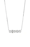 Savvy Cie Jewels Mixed Shape Cubic Zirconia Bar Pendant Necklace In Silver
