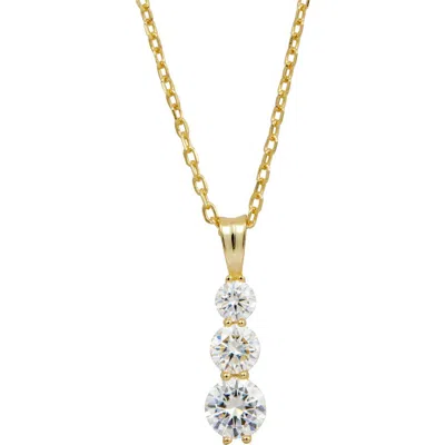 Savvy Cie Jewels Moissanite Three Stone Pendant Necklace In Yellow