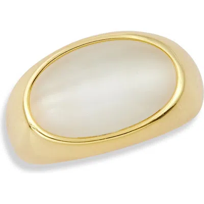 Savvy Cie Jewels Moonstone Dome Ring In Yellow Gold