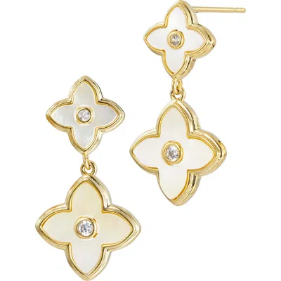Savvy Cie Jewels Mother-of-pearl & Cubic Zirconia Drop Earrings In Yellow