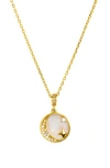 Savvy Cie Jewels Mother-of-pearl & Cubic Zirconia Pendant Necklace In Gold