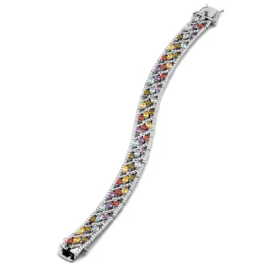 Savvy Cie Jewels Multi Color Marquise Bracelet In White