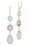 Savvy Cie Jewels 18k Yellow Gold Plated Over Sterling Silver .925 Multi Gemstone Dangle Earrings In Yellow