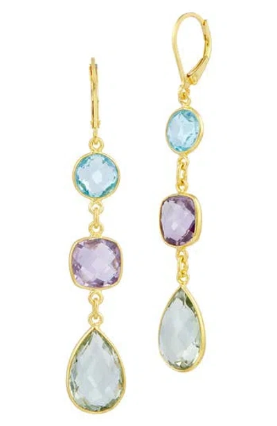 Savvy Cie Jewels Multi Stone Drop Earrings In Yellow