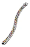 Savvy Cie Jewels Multicolor Cz Channel Bracelet In White