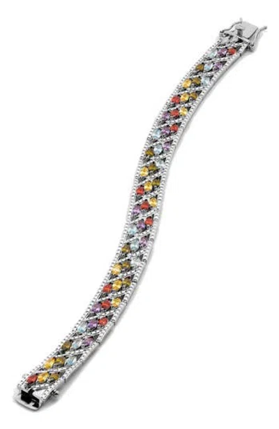 Savvy Cie Jewels Multicolor Cz Channel Bracelet In White