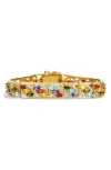 Savvy Cie Jewels Multicolor Cz Channel Bracelet In Yellow