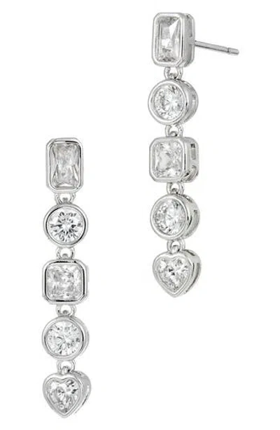 Savvy Cie Jewels Multishape Cubic Zirconia Linear Drop Earrings In Silver
