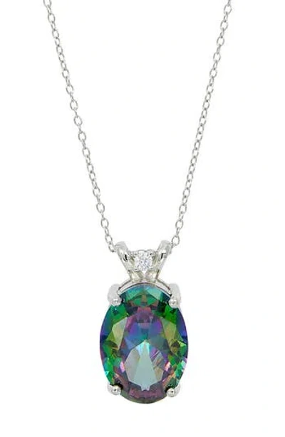 Savvy Cie Jewels Mystic Topaz & Cz Pendant Necklace In Metallic