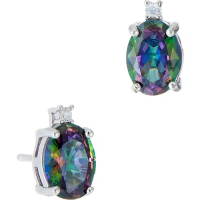 Savvy Cie Jewels Mystic Topaz & Cz Stud Earrings In Blue