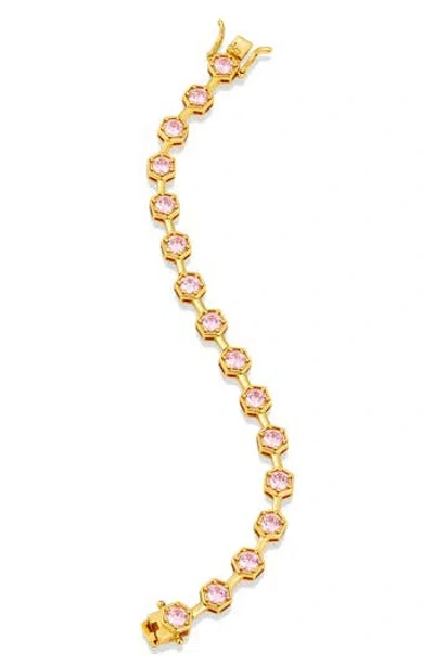 Savvy Cie Jewels Octagon Cubic Zirconia Bracelet In Yellow