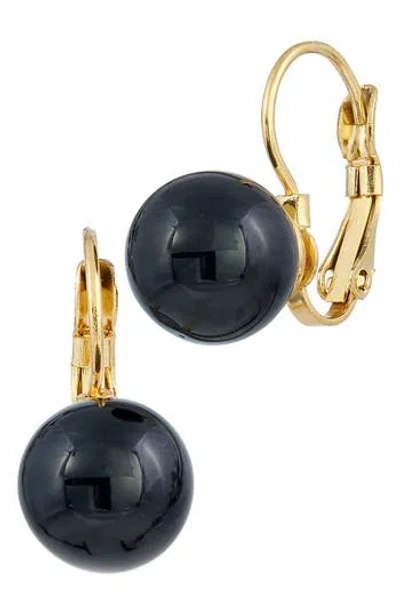 Savvy Cie Jewels Onyx Lever Back Earrings