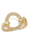 Savvy Cie Jewels Open Oval Cubic Zirconia Ring In Yellow