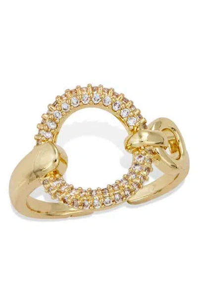 Savvy Cie Jewels Open Oval Cubic Zirconia Ring In Yellow