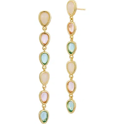 Savvy Cie Jewels Pastel Cabochon Cubic Zirconia Linear Drop Earrings