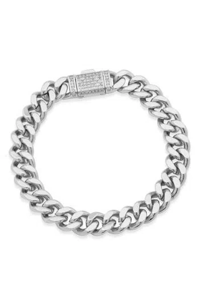 Savvy Cie Jewels Pavé Cubic Zirconia Chunky Curb Chain Bracelet In Metallic