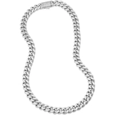 Savvy Cie Jewels Pavé Cubic Zirconia Chunky Curb Chain Necklace In White